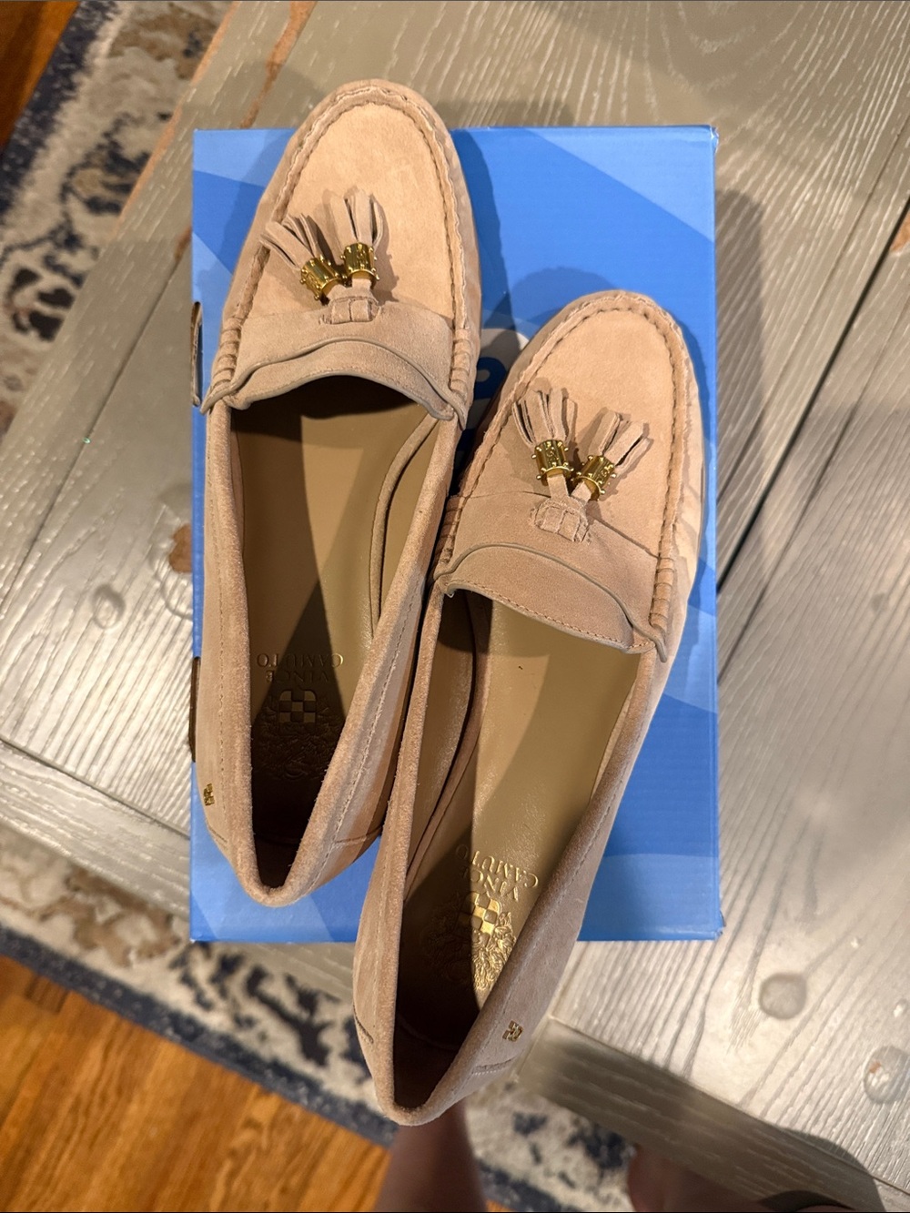 Vince Camuto Blush Pink Suede Tassel Loafers